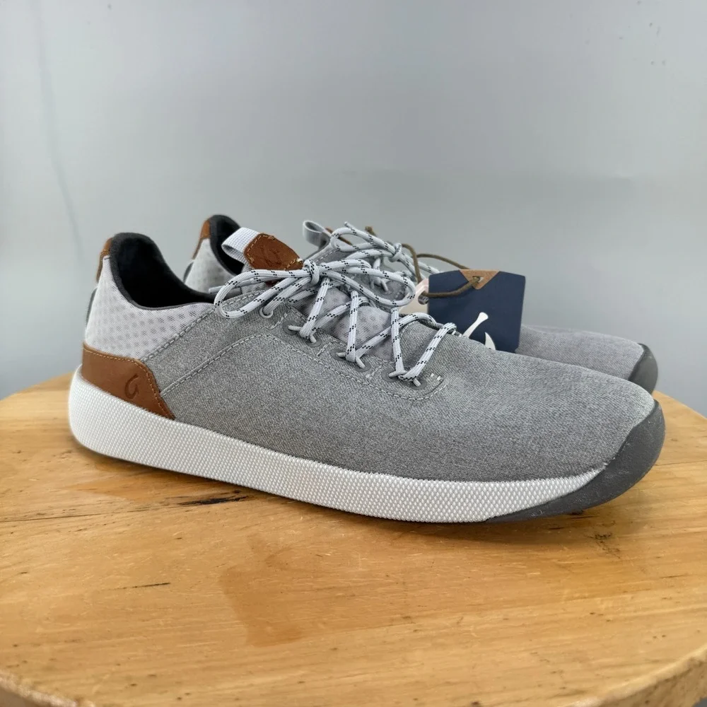 OluKai Nanea Li Mens Size 12 Shoes Lace Up Gray Sneakers Pale Grey / Vapor NEW